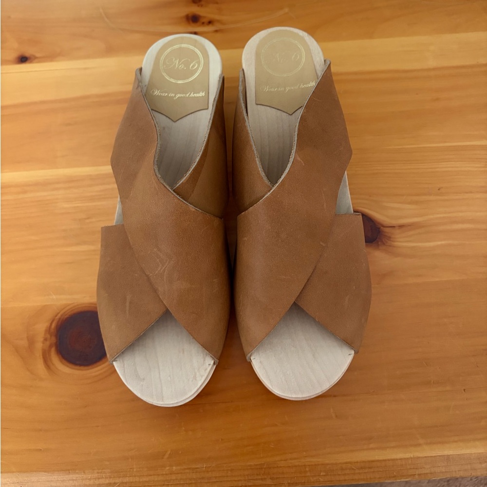 No. 6 Tan Crisscross Sandals